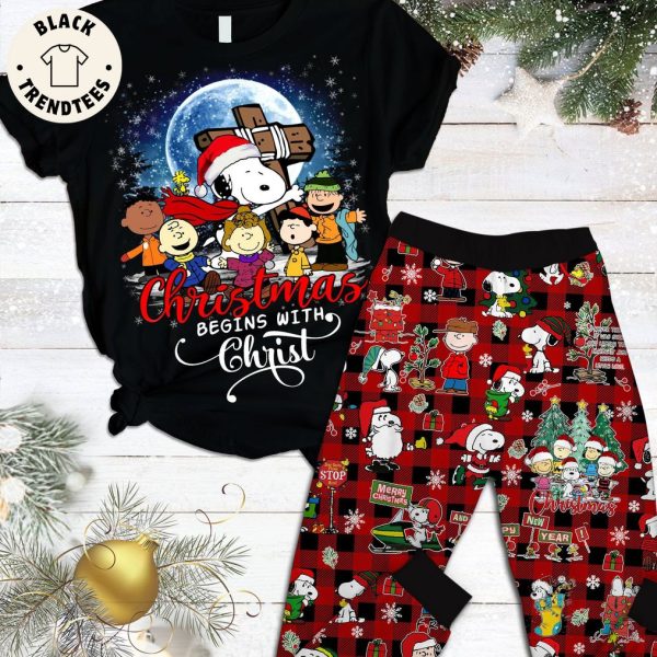 Christmas Begins With Christ Black Friends Design Pajamas Set