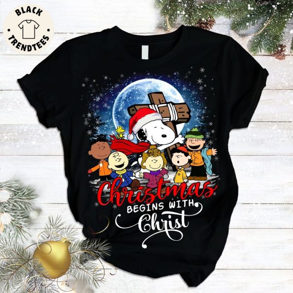 Christmas Begins With Christ Black Friends Design Pajamas Set