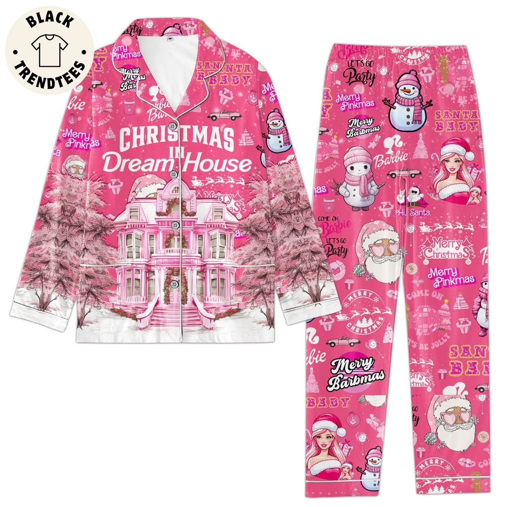 Christmas In Dream House Christmas Pink Design Pajamas Set
