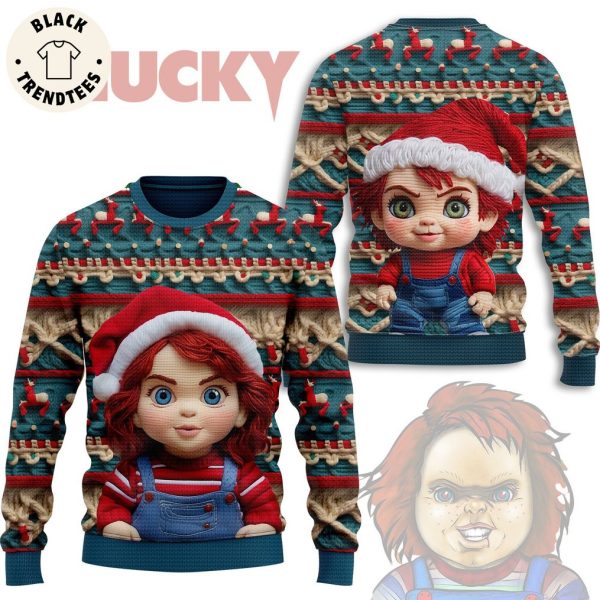 Chucky Cute Portrait Design Blue 3D Sweater