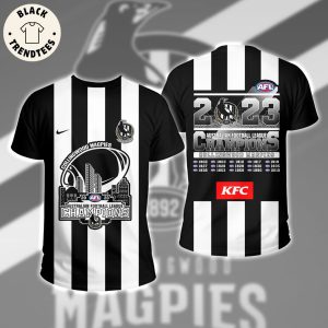 Collingwood Magpies 2023 Australian Football League Champions KFC Nike Logo Design 3D T-Shirt