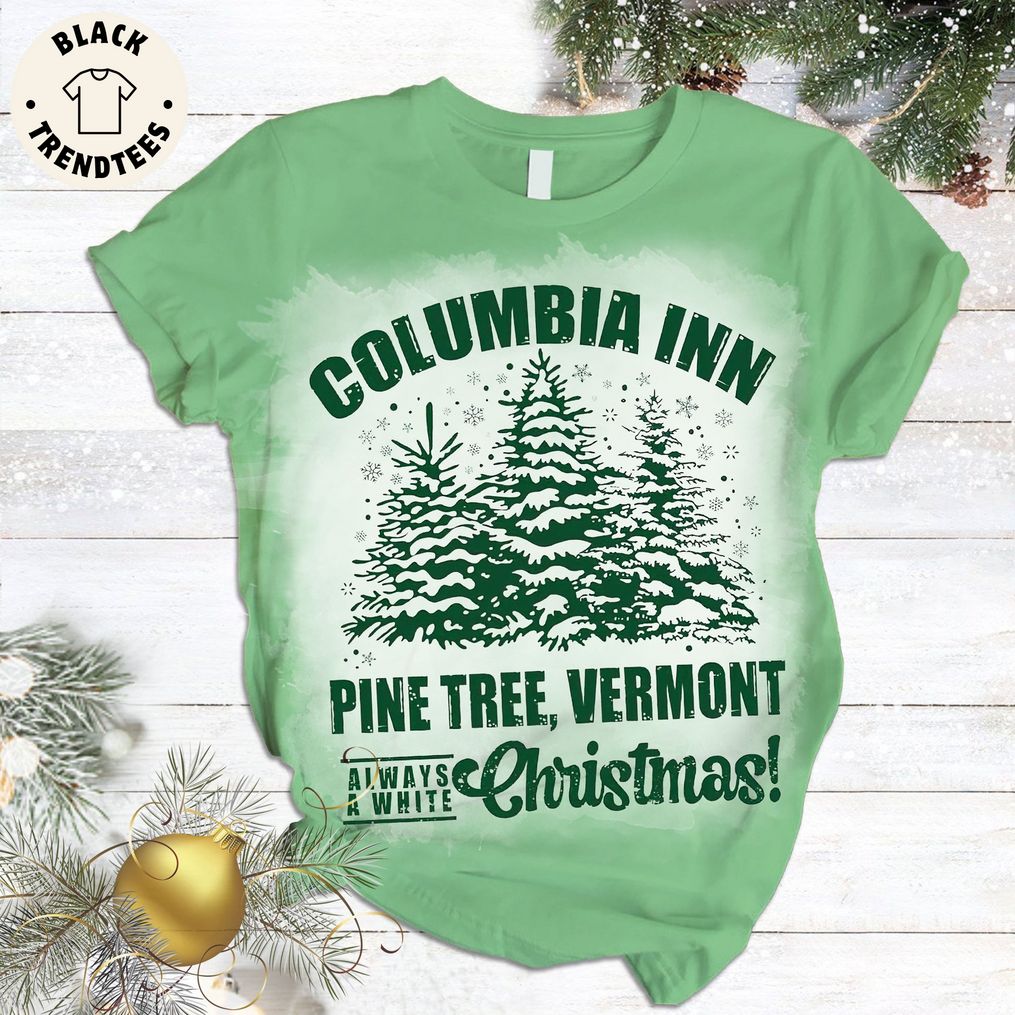 Columbia Inn Pine Tree Vermont Christmas Blue Design Pajamas Set