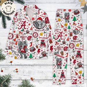 Crimson Tide Elephants White Design Pajamas Set