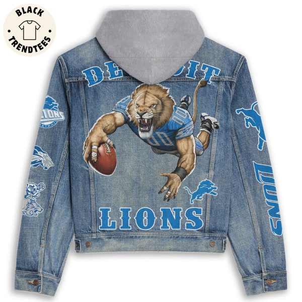 Detroit Lions Mascot Tigers Design  Hooded Denim Jacket