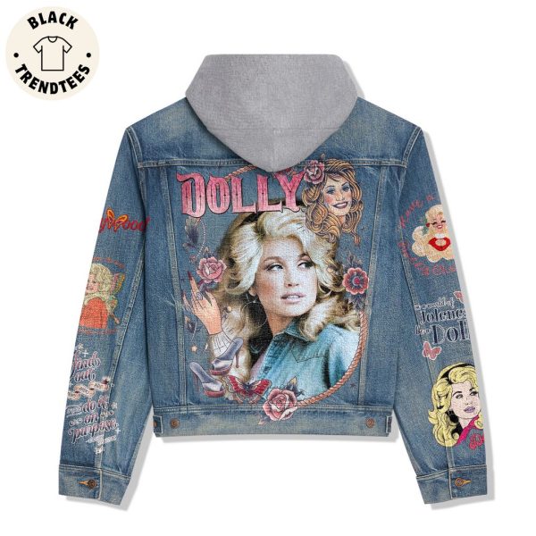 Dolly Portrait Design Hooded Denim Jacket