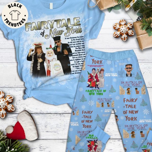 Fairytale Of New York Blue Christmas Design Pajamas Set