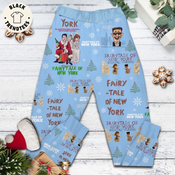 Fairytale Of New York Blue Christmas Design Pajamas Set