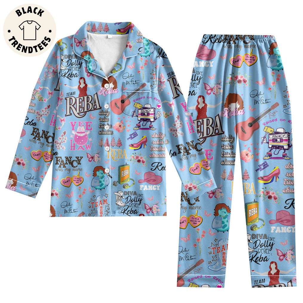Fancy Team Reba Christmas Blue Design Pajamas Set