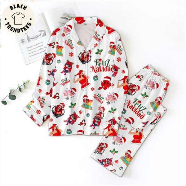 Feliz Navida White Design Pajamas Set