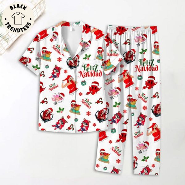 Feliz Navida White Design Pajamas Set