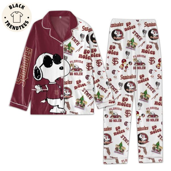 Florida Go Noles Seminoles White Red Design Pajamas Set