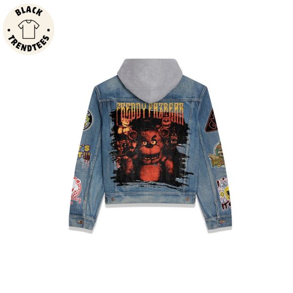 Freddy Fazbear Portrait Design Hooded Denim Jacket