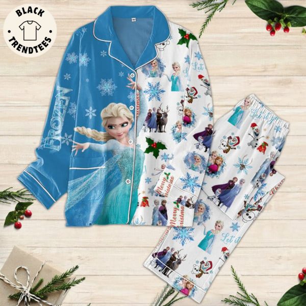 Frozen Christmas Blue White Design Pajamas Set