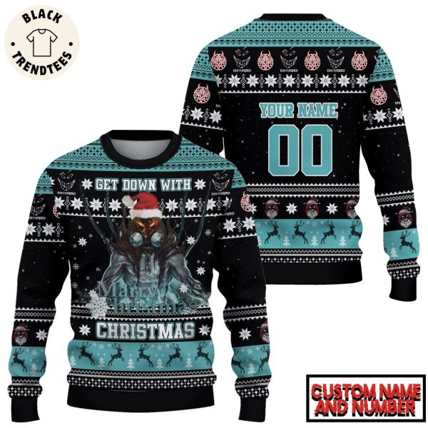 Get Down With Christmas Black Blue Design 3D Sweater