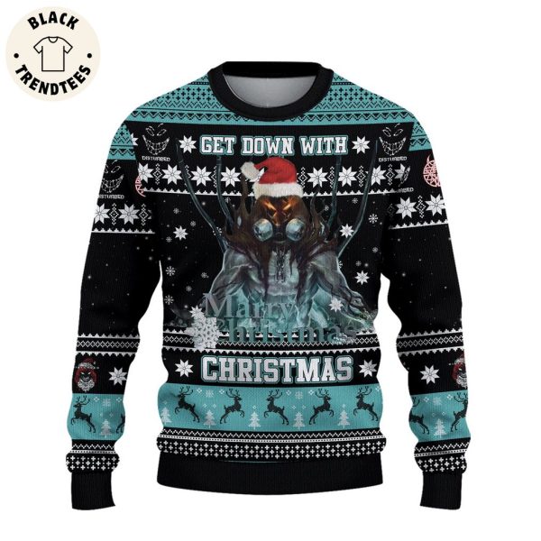 Get Down With Christmas Black Blue Design 3D Sweater