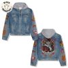 Have Yourself A Very Golden Christmas Design Hooded Denim Jacket