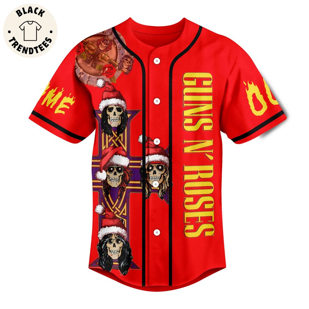 Guns N' Roses Skull Design Red Baseball Jersey