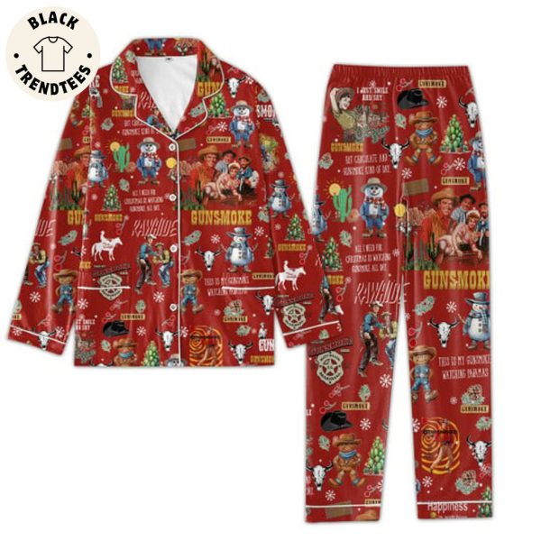 Gunsmoke Series 1955-1975 Rawaide Red Christmas Design Pajamas Set
