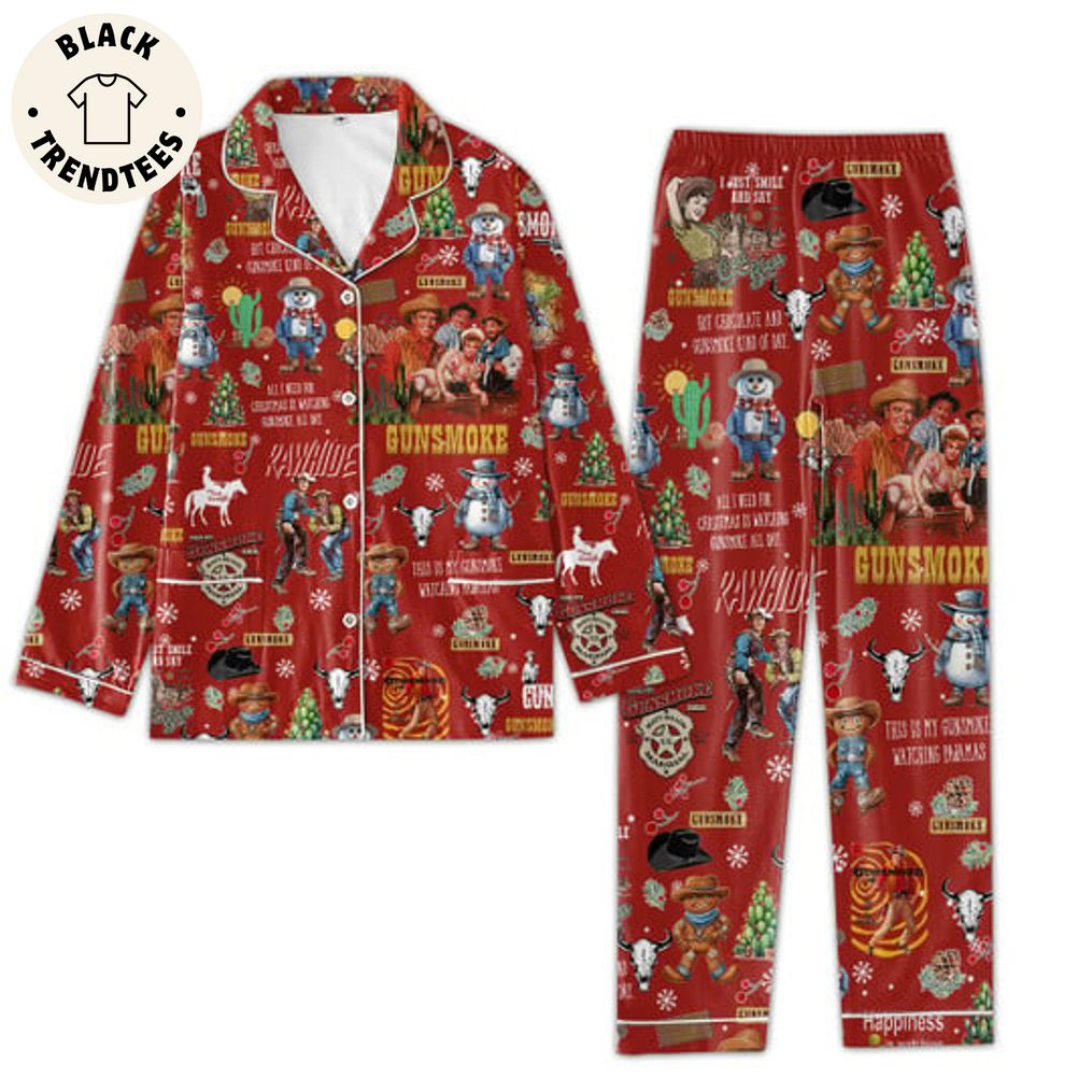 Gunsmoke Series 1955-1975 Rawaide Red Christmas Design Pajamas Set