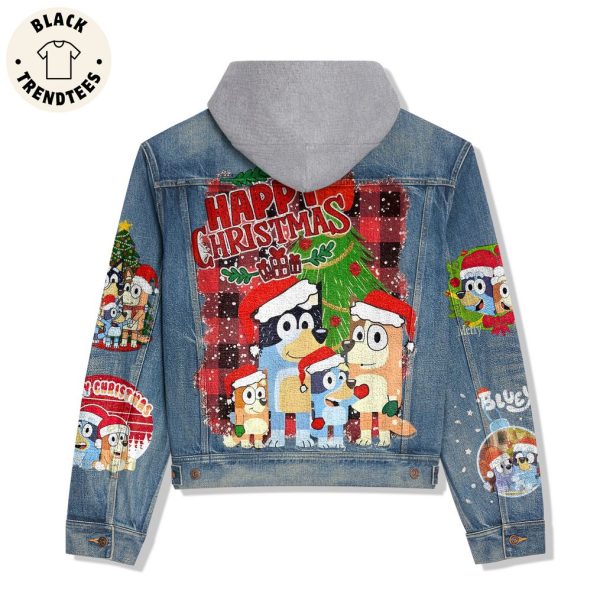 Happy Christmas Herry Christmas Design Hooded Denim Jacket