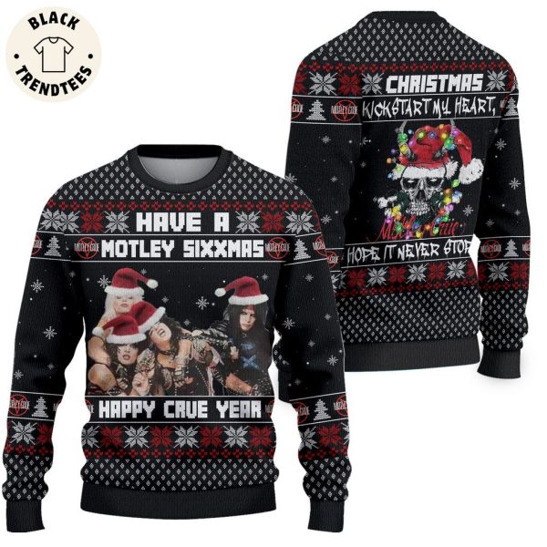 Have A Motley Sizzmas Happy Crue Year Black Christmas Design 3D Sweater