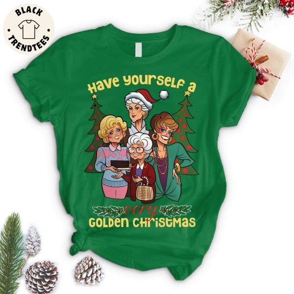 Have Yourself A Very Golden Christmas Black Design Pajamas Set