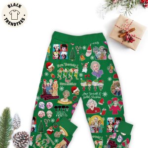 Have Yourself A Very Golden Christmas Green Design Pajamas Set