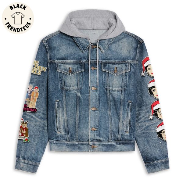 Have Yourself A Very Golden Christmas Design Hooded Denim Jacket