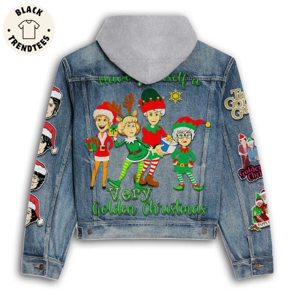 Have Yourself A Very Golden Christmas Design Hooded Denim Jacket