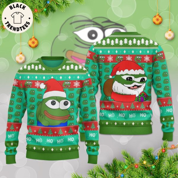 Ho Ho Ho Christmas Green Design 3D Sweater