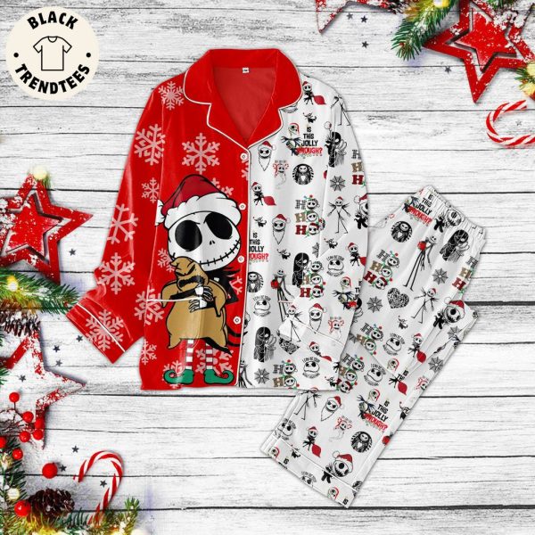 Ho Ho Ho Is This Jolly Enough White Skull Design Pajamas Set