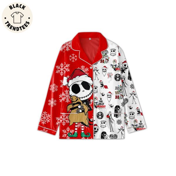 Ho Ho Ho Is This Jolly Enough White Skull Design Pajamas Set