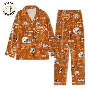 Hock Em Horns Texas Mascot Orange Design Pajamas Set