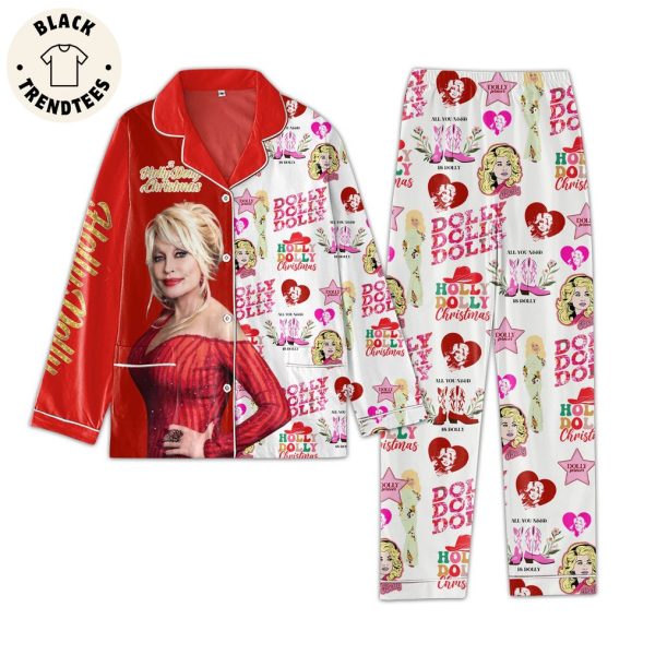 Holly Dolly Christmas Red White Portrait Design Pajamas Set