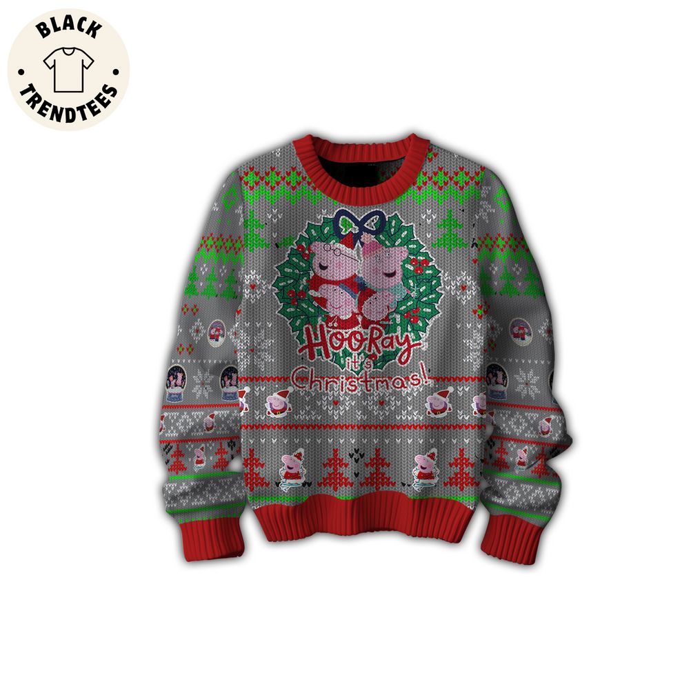 Hooray It's Christmas Gray Design 3D Sweater