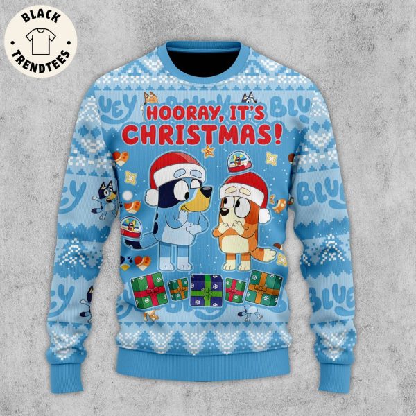 Hooray It’s Christmas My Family Is The Best Blue Design 3D Sweater