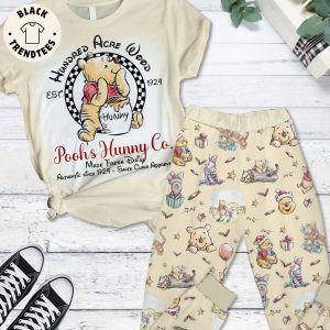 Hundred Acre Wood Pooh Hunny Co Brown Design Pajamas Set