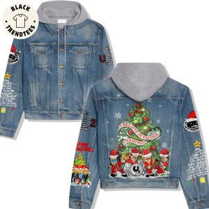 I Believe In Father Christmas Design Hooded Denim Jacket