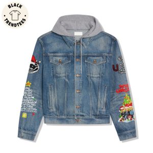 I Believe In Father Christmas Design Hooded Denim Jacket
