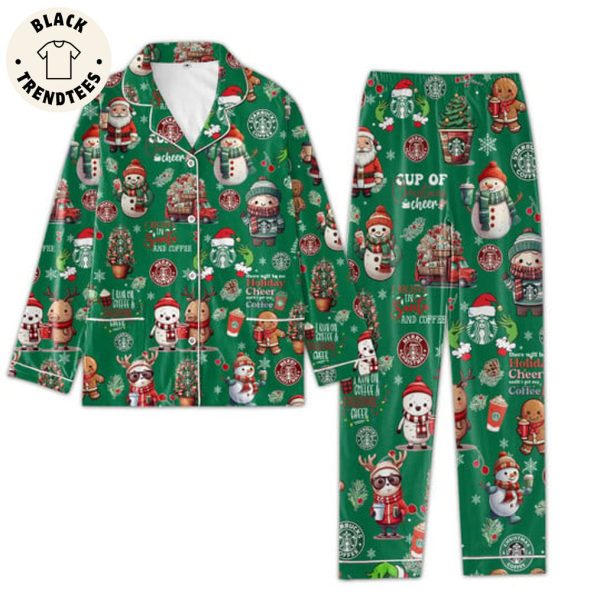 I Believe In Santa And Coffee Christmas Green Pajamas Set