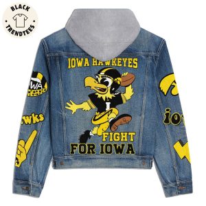 Iowa Hawkeyes Fight For Iowa Design Hooded Denim Jacket