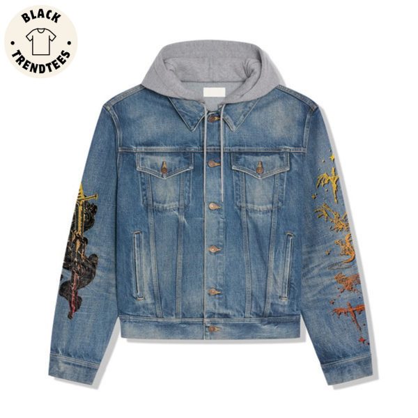 Iron Flame Brun It Down Design Hooded Denim Jacket