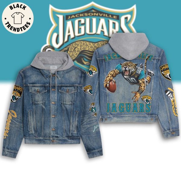 Jaguars Tiger Logo Design Hooded Denim Jacket