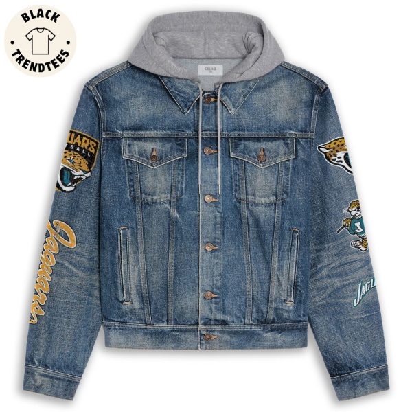 Jaguars Tiger Logo Design Hooded Denim Jacket