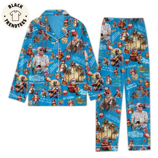 Jimmy Buffett Coconut Tree Portrait Blue Design Pajamas Set