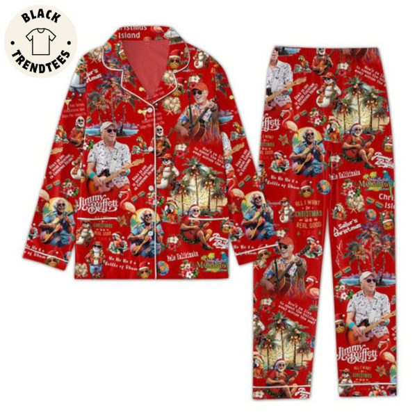 Jimmy Buffett Coconut Tree Portrait Red Design Pajamas Set