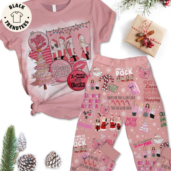 Jingle Bell Rock Santa Baby Pink Christmas Design Pajamas Set