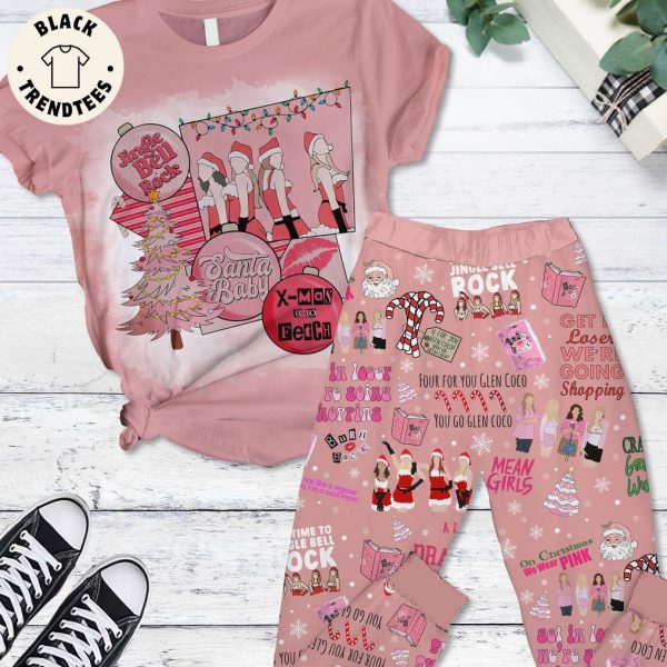 Jingle Bell Rock Santa Baby Pink Christmas Design Pajamas Set