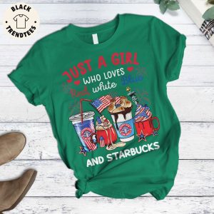Just A Girl Who Loves Red White Blue And Starbucks Green Design Pajamas Set