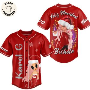 Karol G Feliz Navidad Bichota Red Christmas Design Baseball Jersey